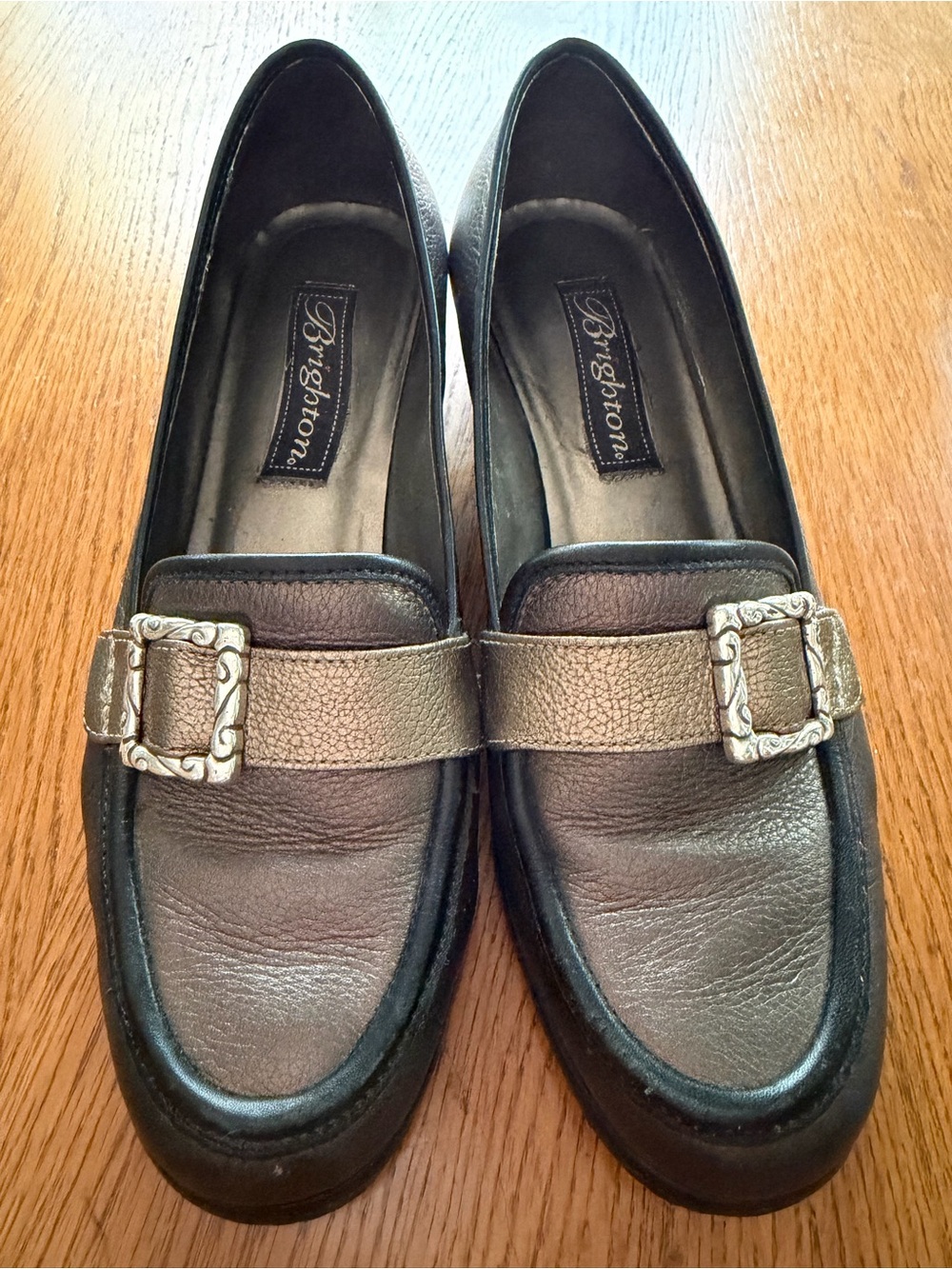 Brighton Adele Bronze Metallic Mix Leather Shoes Sz 6.5
